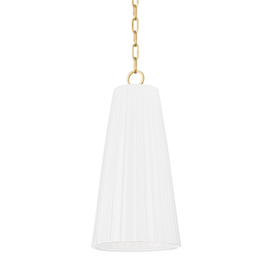 Hudson Valley Treman 1 Light Pendant, Brass/Gloss White/White - 1617-AGB-CGW