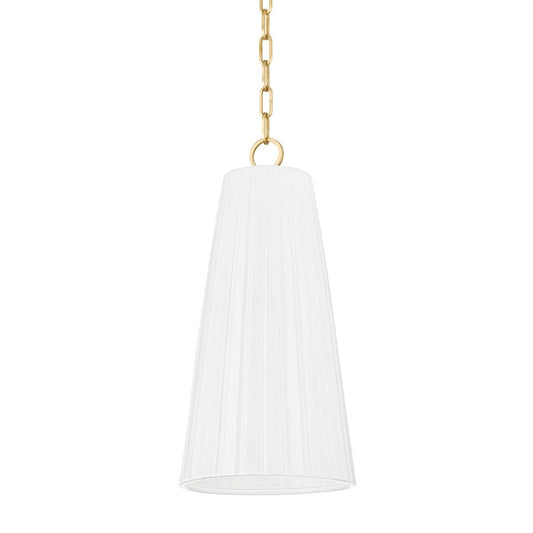 Hudson Valley Treman 1 Light Pendant, Brass/Gloss White/White - 1617-AGB-CGW