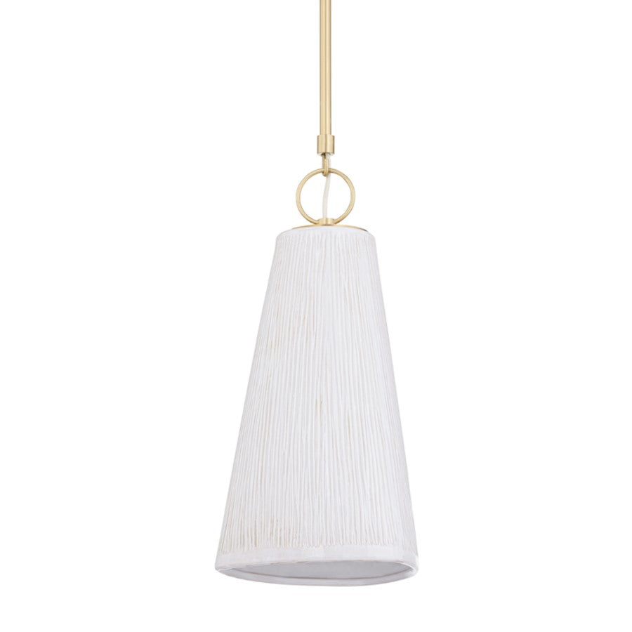 Hudson Valley Dryden 1 Light Pendant, Brass/Ceramic Satin Ivory - 1620-AGB-CSV