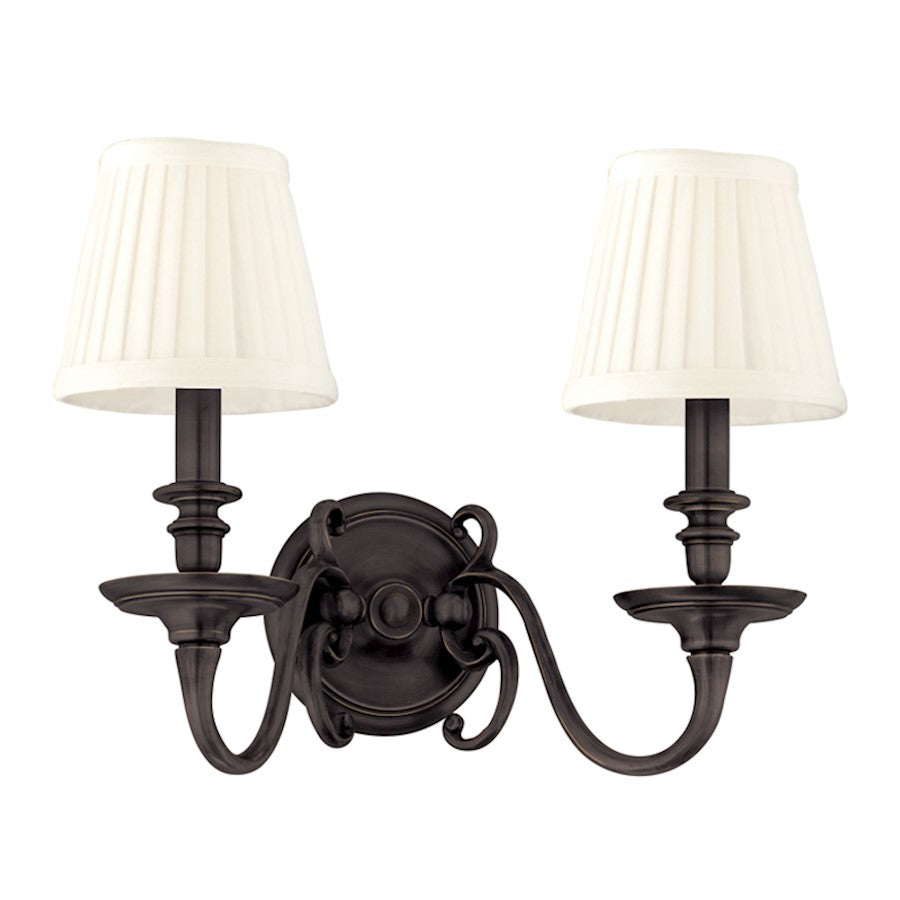 Hudson Valley Charleston 2 Light Wall Sconce, Old Bronze/Off White - 1742-OB