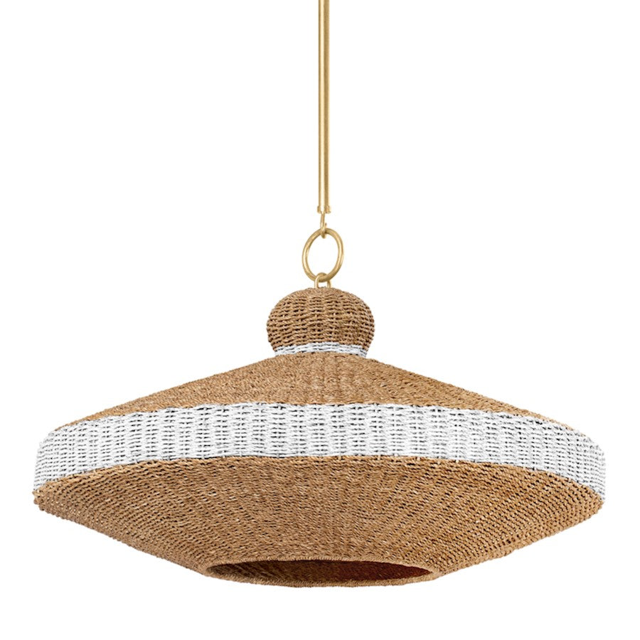 Hudson Valley Bethel 1 Light 22" Pendant, Vintage Gold Leaf/Natural - 1830-VGL