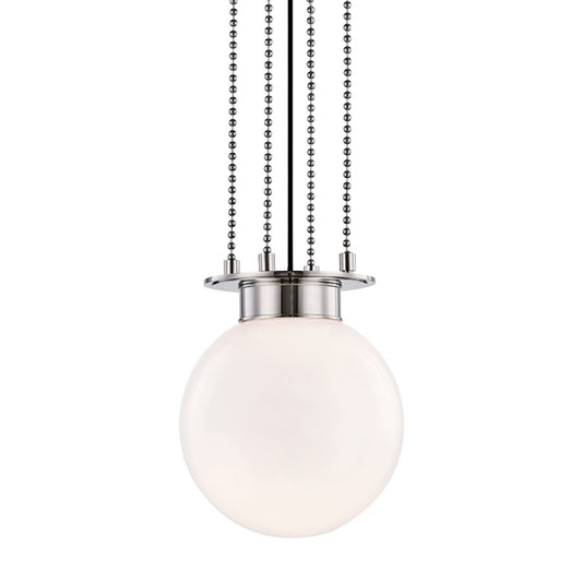 Hudson Valley Gunther 1 Light Pendant, Polished Nickel/Opal Glossy - 2011-PN