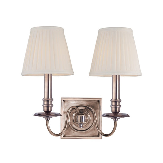 Hudson Valley Sheldrake 2 Light Wall Sconce, Historic Nickel/Off White - 202-HN