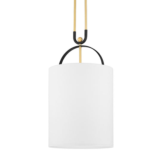 Hudson Valley Campbell Hall 1-Lt Pendant, Brass/Black Brass/White - 2034-AGB-BBR