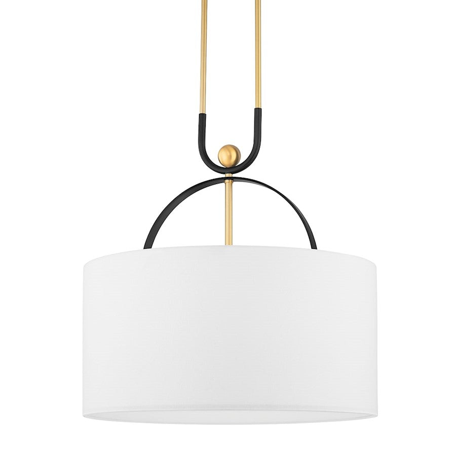 Hudson Valley Campbell Hall 3-Lt Pendant, Brass/Black Brass/White - 2036-AGB-BBR