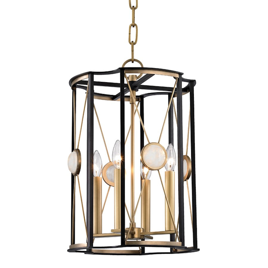 Hudson Valley Cresson 4 Light Lantern, Aged Brass/White - 2213-AGB