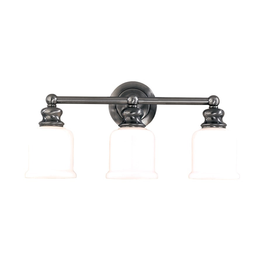 Hudson Valley Riverton 3 Light Bath/Vanity, Antique Nickel/Opal Glossy - 2303-AN