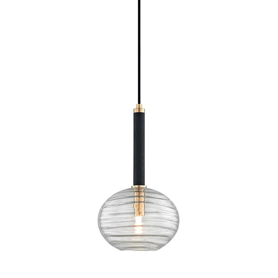 1 Light LED Pendant, Aged Brass