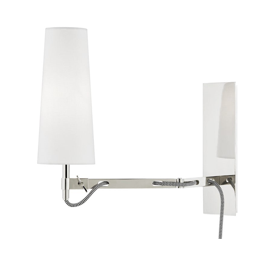 Hudson Valley Lanyard 1 Light Wall Sconce, Polished Nickel/White - 2441-PN