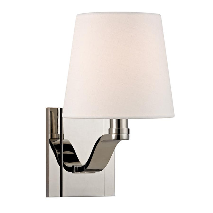 Hudson Valley Clayton 1 Light Wall Sconce, Polished Nickel
