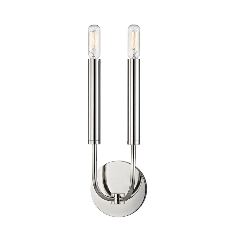 Gideon 2 Light Wall Sconce, Polished Nickel