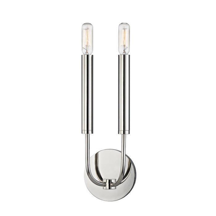 Hudson Valley Gideon 2 Light Wall Sconce, Polished Nickel
