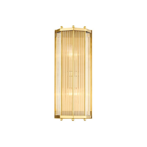Hudson Valley Wembley 2 Light Wall Sconce, Aged Brass/Clear Glass - 2616-AGB