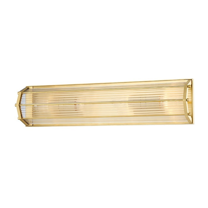 Hudson Valley Wembley 4 Light Wall Sconce, Aged Brass/Clear Glass - 2624-AGB