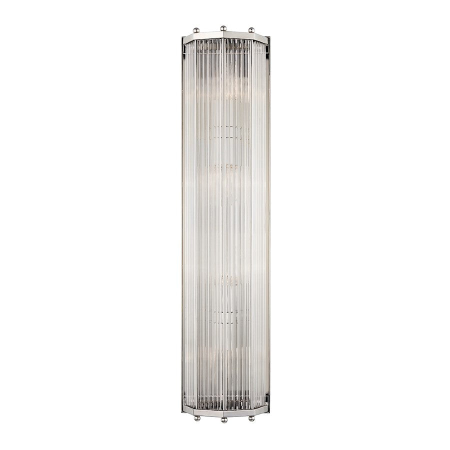 Hudson Valley Wembley 4 Light Wall Sconce, Polished Nickel/Clear Glass - 2624-PN