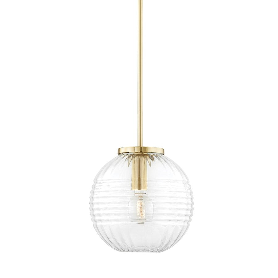 Hudson Valley Bay Ridge 1 Light Small Pendant, Aged Brass/Clear - 2713-AGB