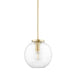 Hudson Valley Bay Ridge 1 Light Small Pendant, Aged Brass/Clear - 2713-AGB