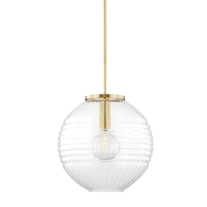 Hudson Valley Bay Ridge 1 Light Large Pendant, Aged Brass/Clear - 2717-AGB