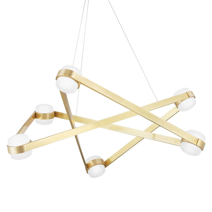 Hudson Lighting Orbit 6 Light Chandelier, Aged Brass - 2738-AGB