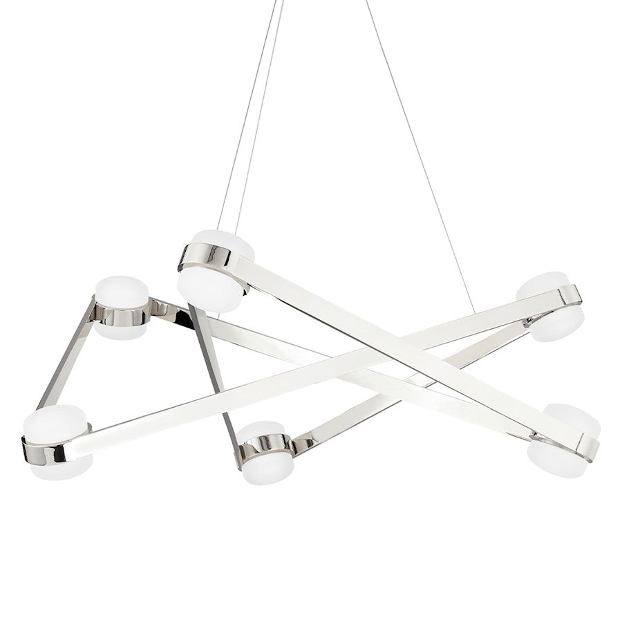 Hudson Lighting Orbit 6 Light Chandelier, Polished Nickel - 2738-PN