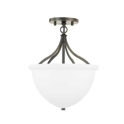 Hudson Valley Browne 1 Light Semi Flush Mount, Distressed Bronze/Opal - 2811-DB