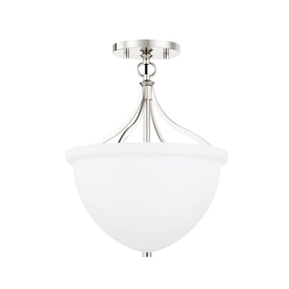 Hudson Valley Browne 1 Light Semi Flush Mount, Polished Nickel/Opal - 2811-PN