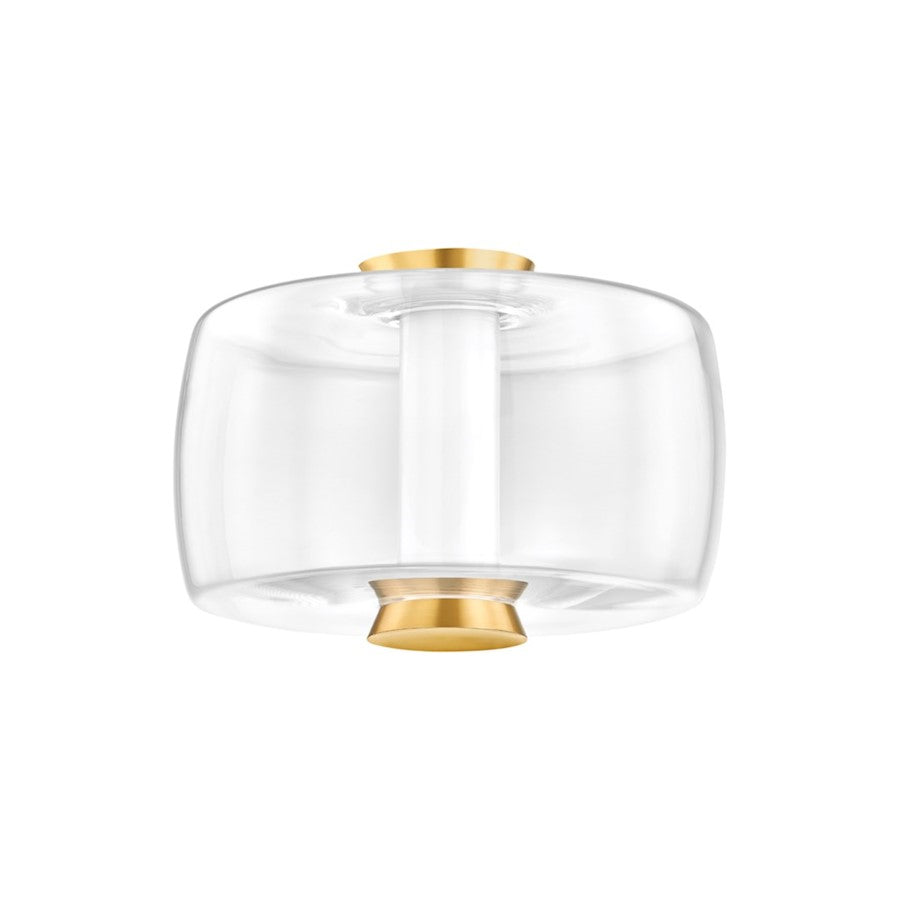 Hudson Valley Beau 1 Light Flush Mount, Aged Brass/Clear - 2814-AGB