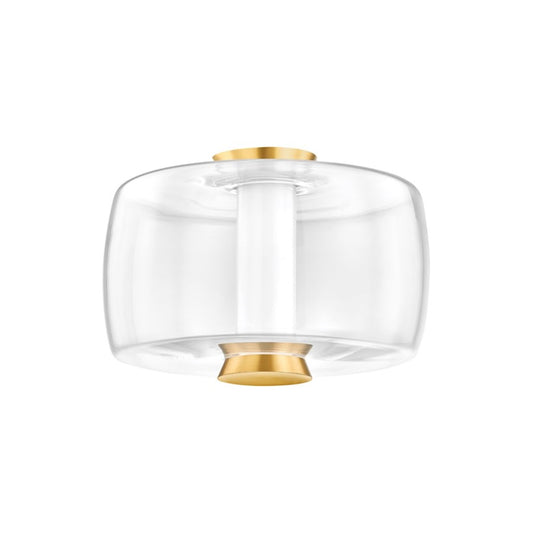 Hudson Valley Beau 1 Light Flush Mount, Aged Brass/Clear - 2814-AGB