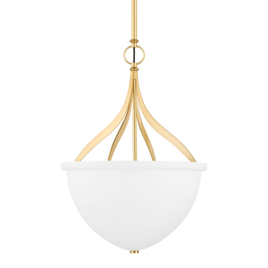 Hudson Valley Browne 3 Light Pendant, Aged Brass/Opal Matte - 2817-AGB