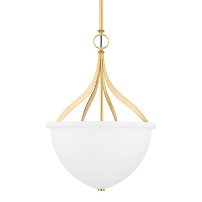 Hudson Valley Browne 3 Light Pendant, Aged Brass/Opal Matte - 2817-AGB