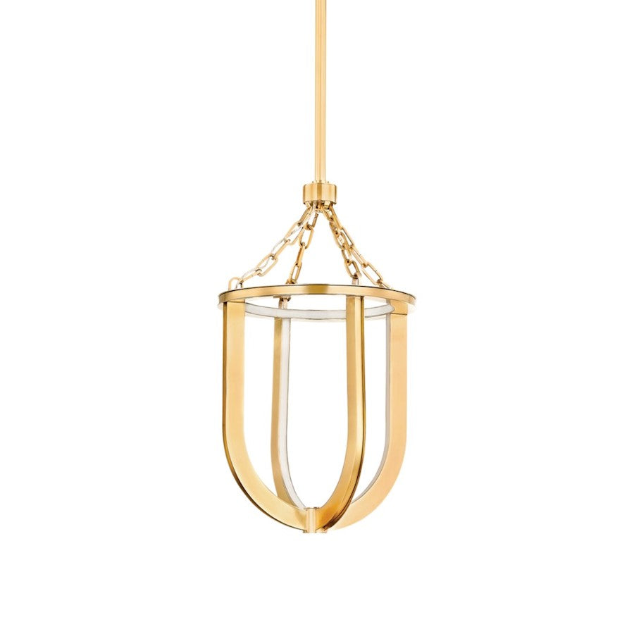 Hudson Valley Tournu 1 Light 12" Lantern, Aged Brass/White - 2913-AGB