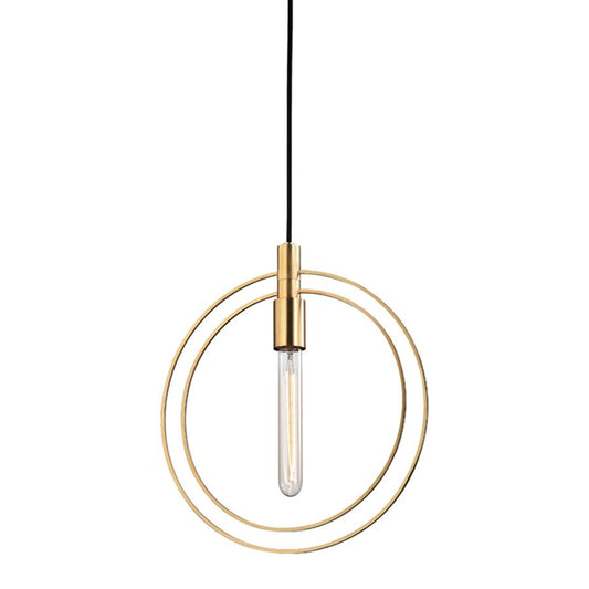 1 Light Pendant, Aged Brass