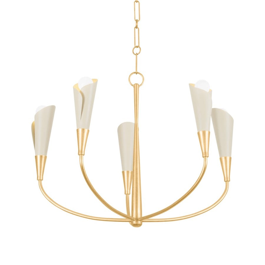 Hudson Valley Montrose 5 Light Chandelier, Gold Leaf/Sand - 3155-VGL-SSD