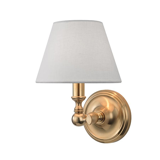 Sidney 1 Light Wall Sconce, Aged Brass