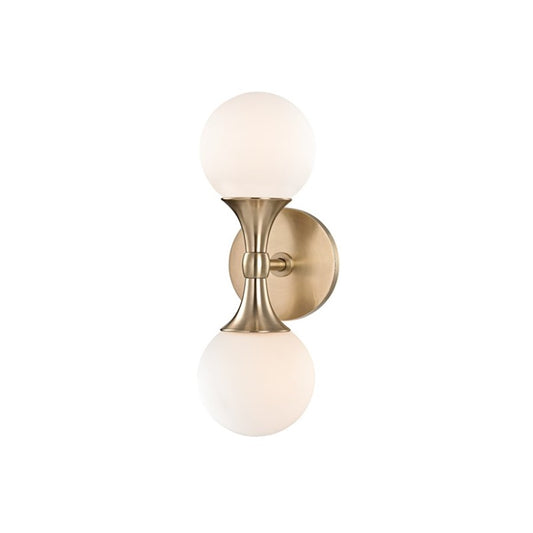 Abington 2 Light Wall Sconce, Aged Brass