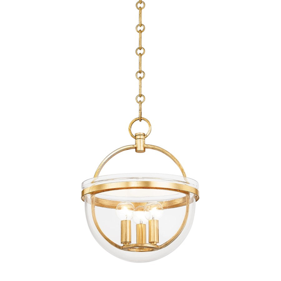 Hudson Valley Malloy 3 Light Lantern in Vintage Gold Leaf/Clear - 3315-VGL