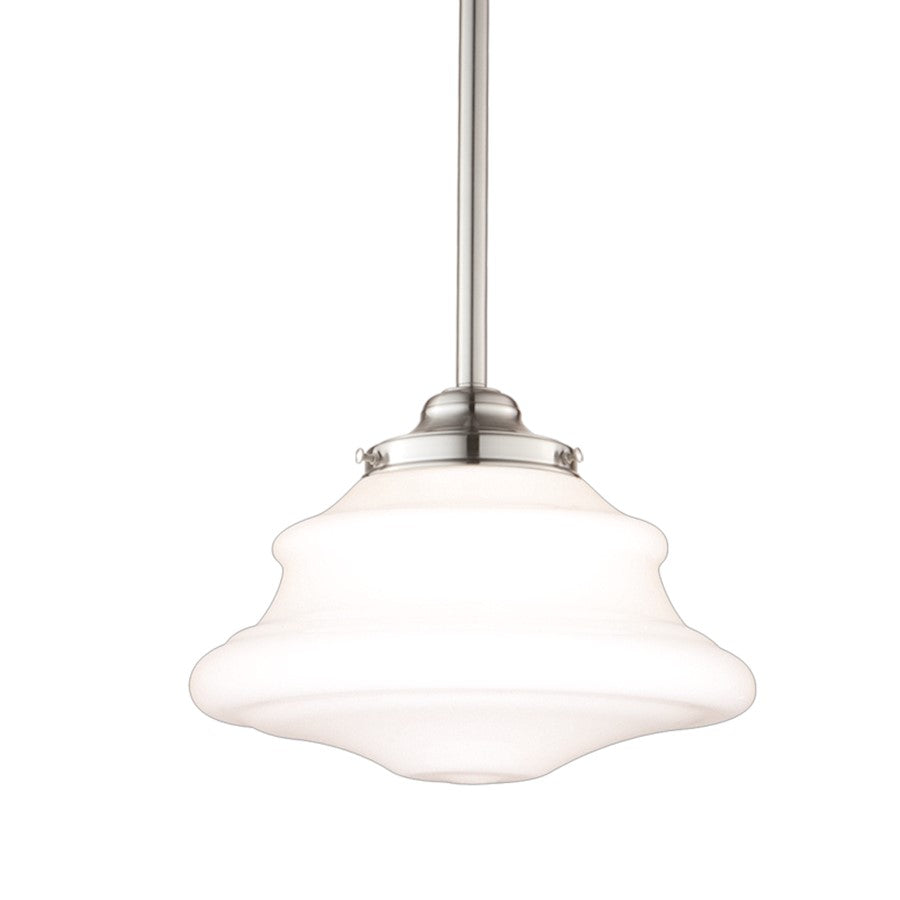 Hudson Valley Petersburg 1 Light Pendant, Satin Nickel/Opal Glossy - 3409-SN