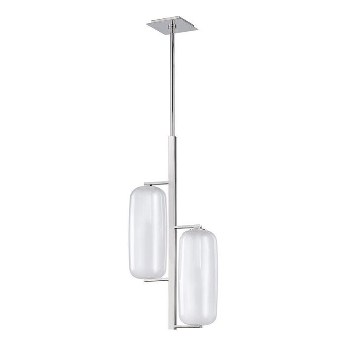 Hudson Valley Pebble 2 Light Pendant, Polished Nickel/Frosted Glass - 3472-PN
