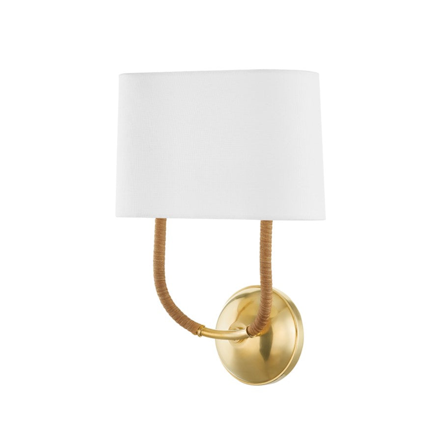 Hudson Valley Webson 2 Light Sconce in Aged Brass/White - 3502-AGB