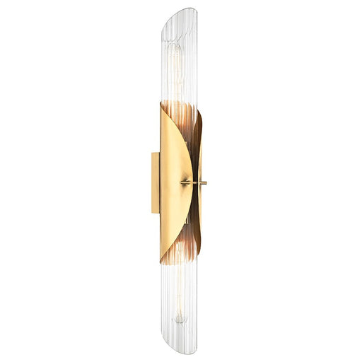 Hudson Valley Lefferts 2 Light Wall Sconce, Aged Brass/Clear Glass - 3526-AGB