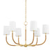 Hudson Valley Webson 6 Light Chandelier in Aged Brass/White - 3534-AGB