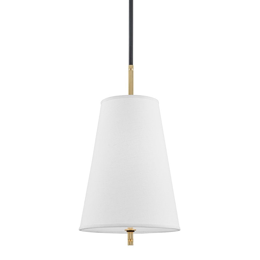 Hudson Valley Bowery 1-Light Pendant, Old Bronze/White Belgian Linen - 3715-AOB