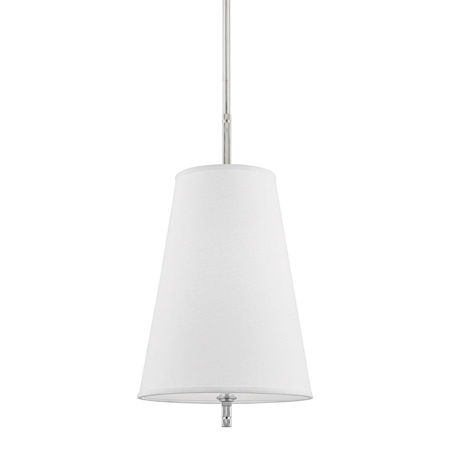 Hudson Valley Bowery 1-Light Pendant, Nickel/White Belgian Linen - 3715-PN