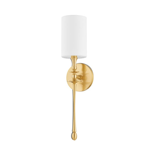 Hudson Valley Guilford 1 Light Wall Sconce, Aged Brass/White - 3720-AGB