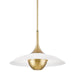 Hudson Valley Clarkson 1 Light Pendant, Aged Brass/White Shade - 3724-AGB-WH