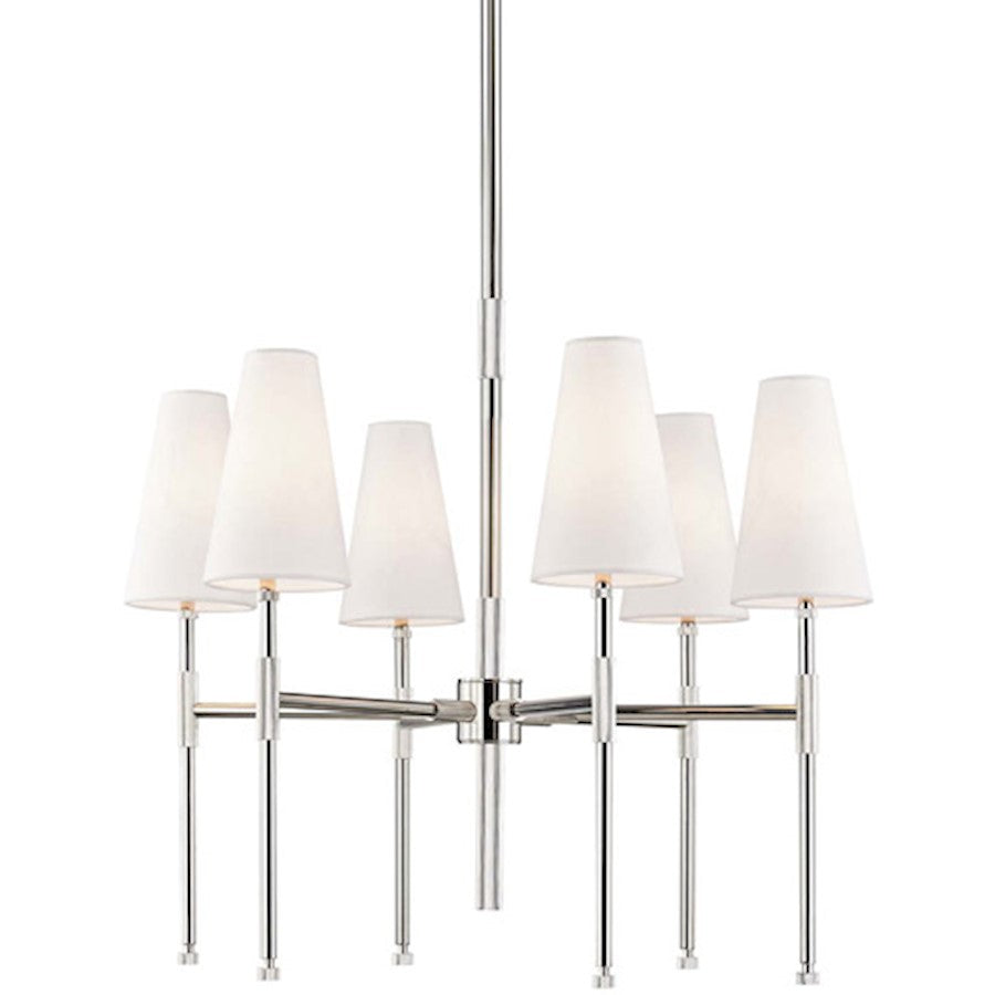 Hudson Valley Bowery 6 Light Chandelier, Polished Nickel - 3728-PN