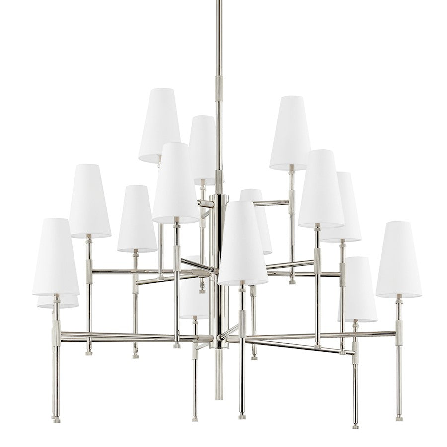 Hudson Lighting Bowery 15 Light Chandelier, Polished Nickel/White - 3748-PN