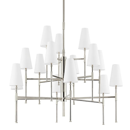 Hudson Lighting Bowery 15 Light Chandelier, Polished Nickel/White - 3748-PN