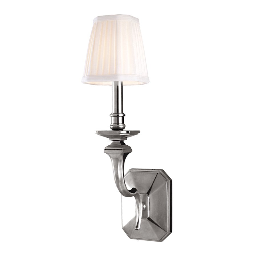 Hudson Valley Arlington 1 Light Wall Sconce, Polished Nickel/Off White - 381-PN