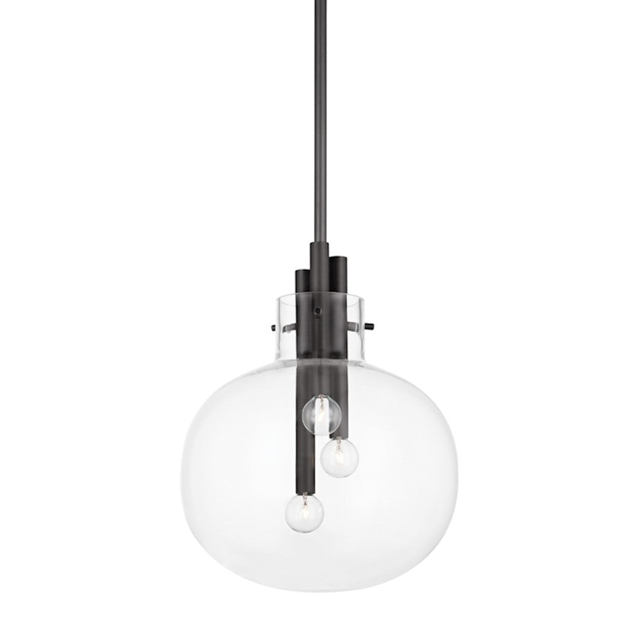 Hudson Valley Hempstead 3 Light 17" Pendant, Black Brass/Clear - 3914-BBR